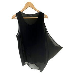 Ro & De Black Sheer Chiffon Asymmetrical Sleeveless Tank Size M Top Shirt Blouse